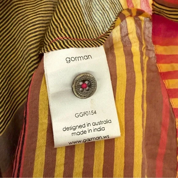 ✨ GORMAN Australian Striped Cotton Silk Button Front Blouse Size 10 ✨ - Picture 9 of 13